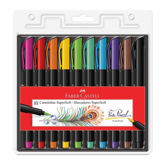 Imagem de Caneta brush pen super soft 10 cores faber castell