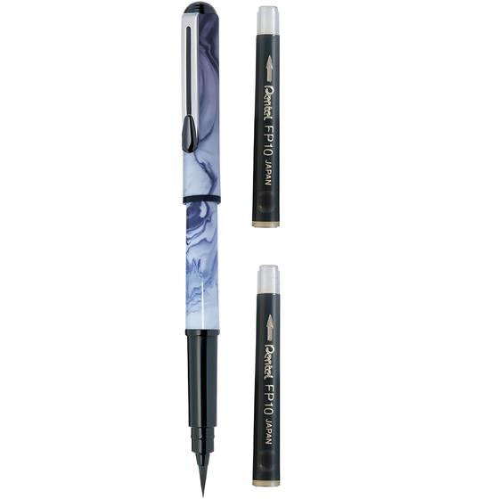 Imagem de Caneta Brush Pocket Pentel Marmore Preta + 2 Refil