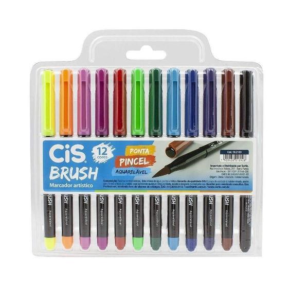 Imagem de Caneta Cis Brush Aquarelável 12 Cores