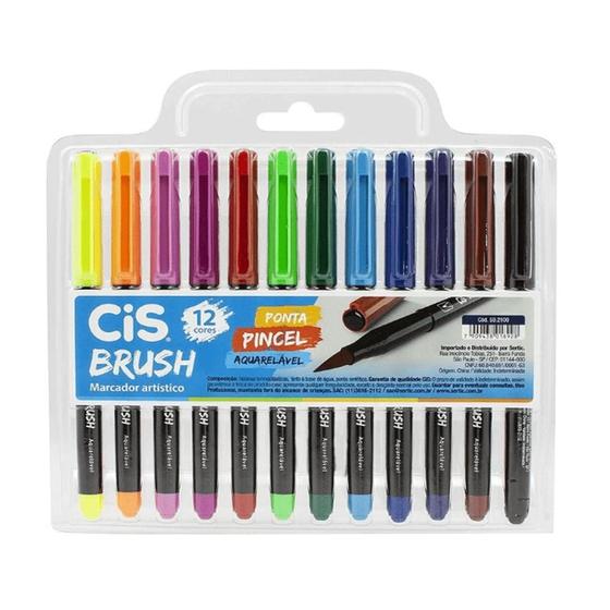 Imagem de Caneta Cis Brush Aquarelável 12 Cores