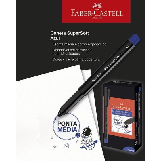 Imagem de Caneta com ponta porosa supersoft pen 1.0mm azul cx.c/12 faber-castell