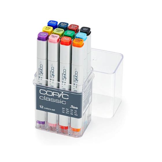 Imagem de  Caneta Copic Marcador Classic 12 Cores Basicas Ponta Dupla