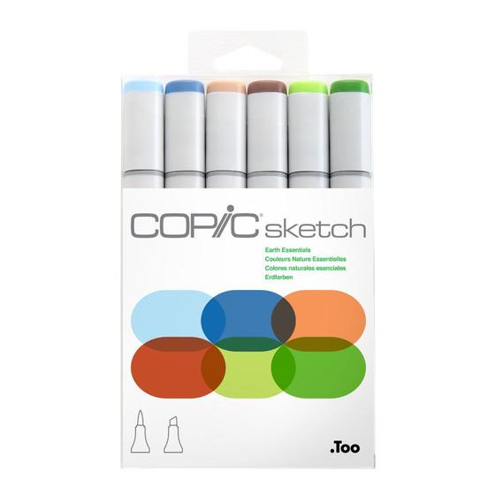 Imagem de  Caneta Copic Sketch 6 Cores Cores Terra Ponta Dupla