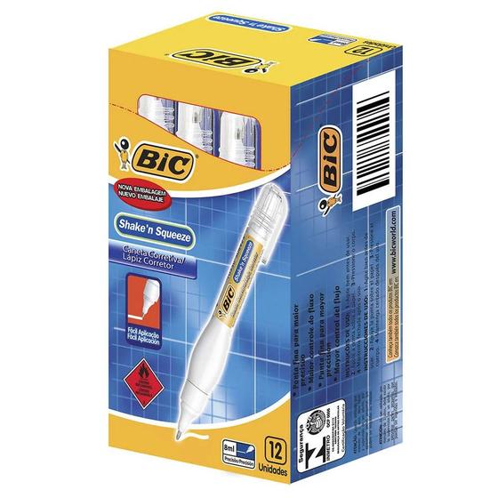 Imagem de Caneta Corretiva BIC 8ml Shaken Squeeze 12 Un.