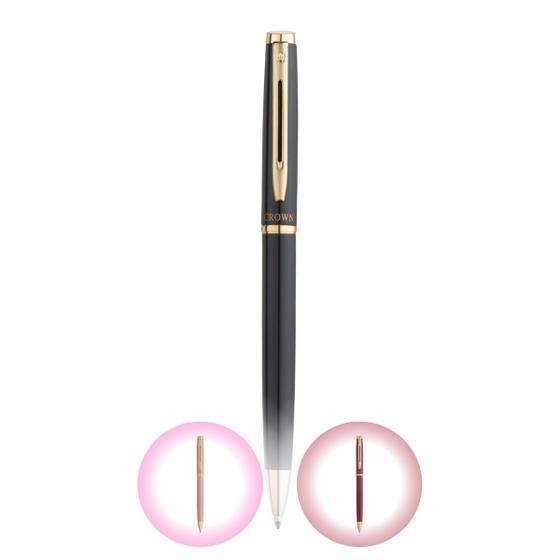 Caneta Crown Libra Gold Luxo Elegante Best Seller Collection Esferográfica Metal DI10078 Rosa Preto Bordo Imagem de Caneta Crown Libra Gold Luxo Elegante Best Seller Collection Esferográfica Metal DI10078 Rosa Preto Bordo