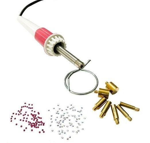 Imagem de Caneta de Aplicar Pedras Termocolantes Aplicadora De Strass Hotfix Bi-volt Com 7 Pontas