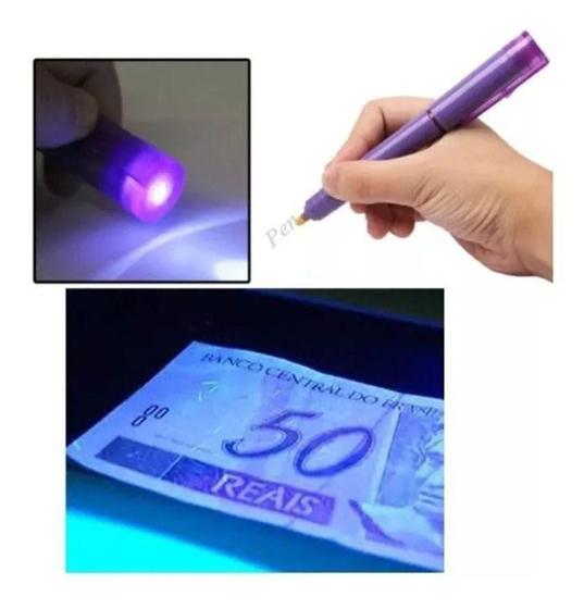 Imagem de Caneta Detectora De Nota Falsa Led Uv Identificador Detector De Cheque Selo Ultravioleta - lua tek