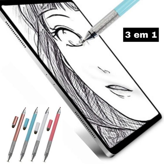 Imagem de Caneta Digital Celular Tablet iPad Iphone Samsung Desenho 3 Em 1 