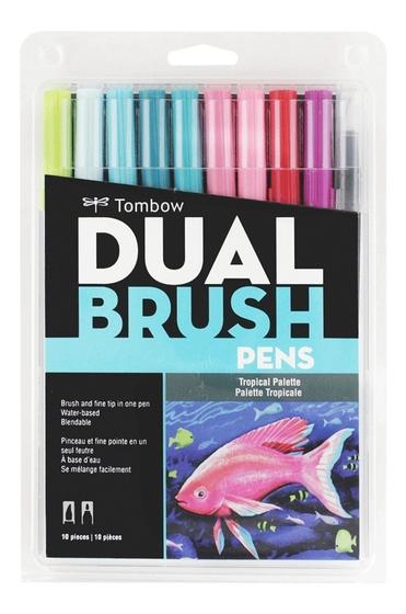 Imagem de Caneta Dual Brush Pens Tropical Palette 10 Cores Tombow