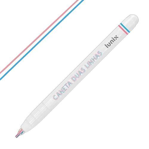 Imagem de Caneta duas linhas Lunix azul claro e rosa Tilibra