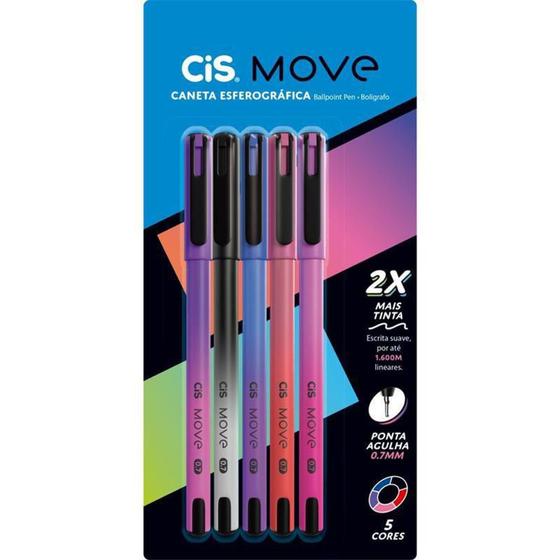 Imagem de Caneta esf move can cis 5 cores 0,7mm