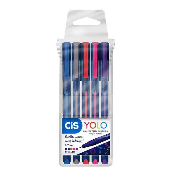 Imagem de Caneta esferográfica 0.7 mm com 5 cores Yolo Cis