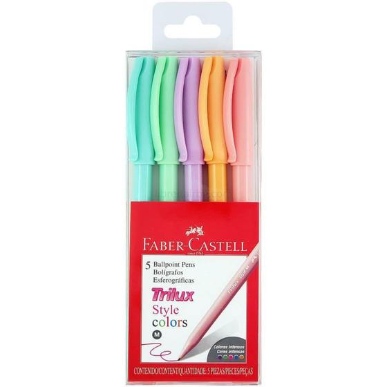 Imagem de Caneta esferográfica 1.0 5 cores pasteis TRILUX Faber-Castell