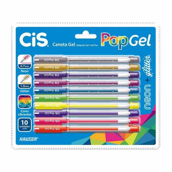 Imagem de Caneta Esferográfica 10 Cores Popgel Cis