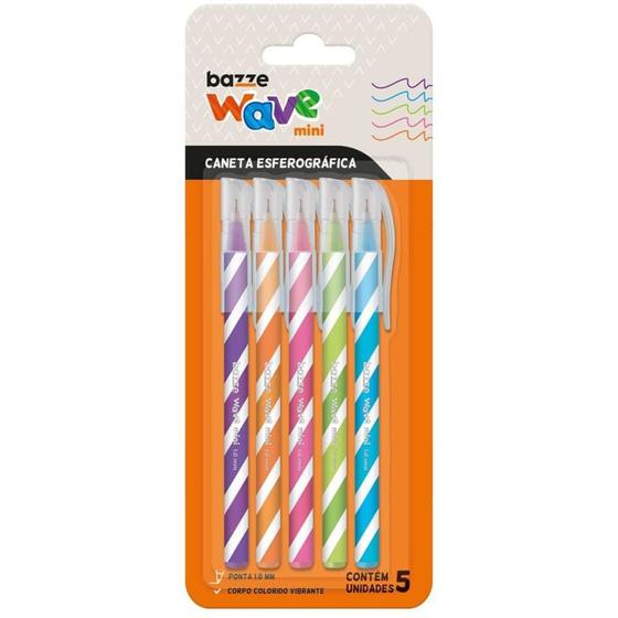 Imagem de Caneta Esferográfica Bazze Wave Mini 1.0MM  Conjunto com 5 Cores Vibrantes
