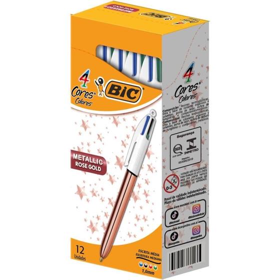 Imagem de Caneta Esferográfica BIC 4 Cores Rose GOLD Caixa com 12