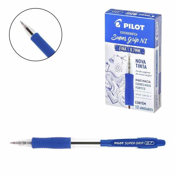 Caneta Esferográfica Bpgp-10r-f Grip 0.7 mm Azul 1410 Pilot - 12un Imagem de Caneta Esferográfica Bpgp-10r-f Grip 0.7 mm Azul 1410 Pilot - 12un