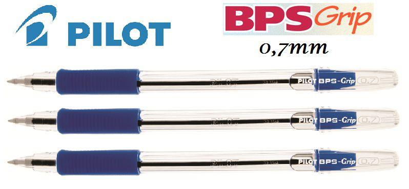 Imagem de Caneta Esferográfica BPS Grip 0,7mm Pilot Kit com 3 Azul