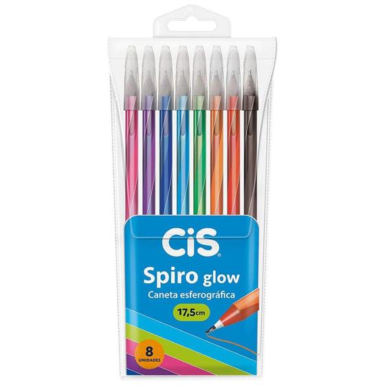 Imagem de Caneta Esferográfica Cis 0.7 Spiro Glow 8 Unidades