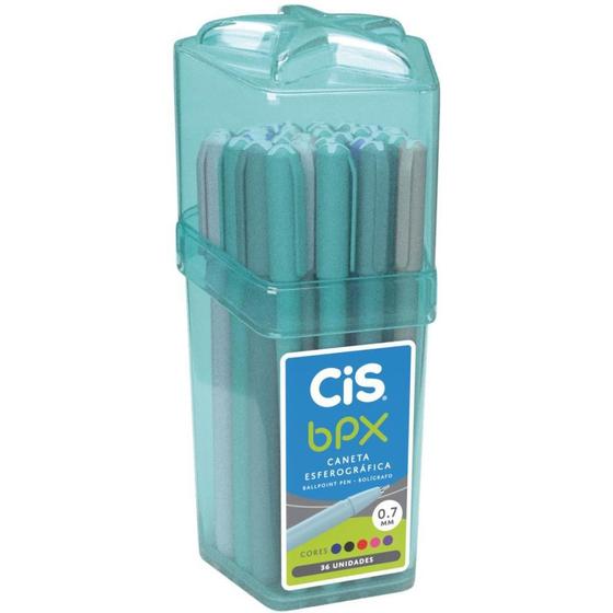 Imagem de Caneta Esferográfica CIS BPX 0,7MM - 5 Cores Pote com 36 Unidades