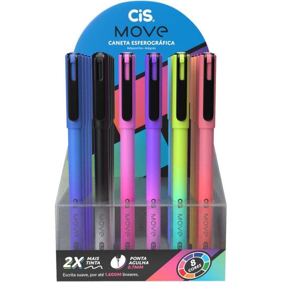 Imagem de Caneta Esferográfica CIS Move 0.7MM 8 Cores - Display com 24 Unidades