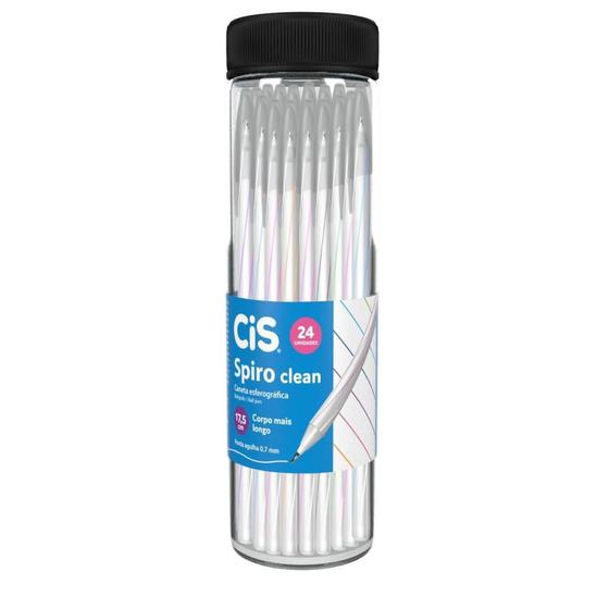 Imagem de Caneta Esferográfica CIS Spiro Clean 0,7MM  Pote com 24 Cores Sortidas