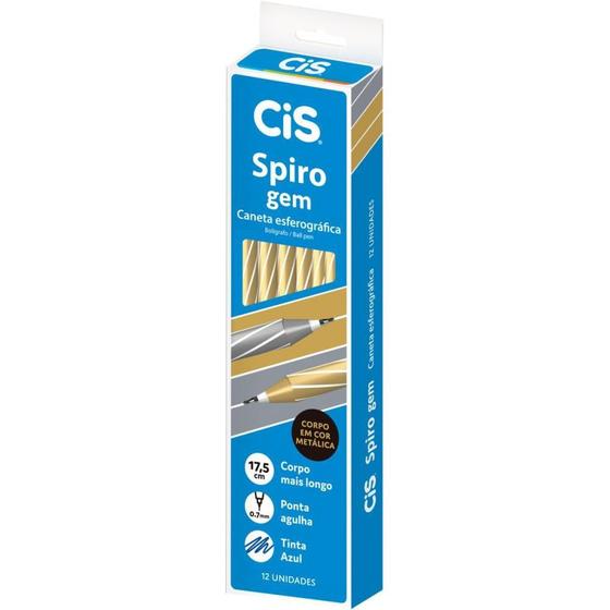 Imagem de Caneta Esferográfica CIS Spiro GEM 0,7MM Azul - Caixa com 12 Unidades