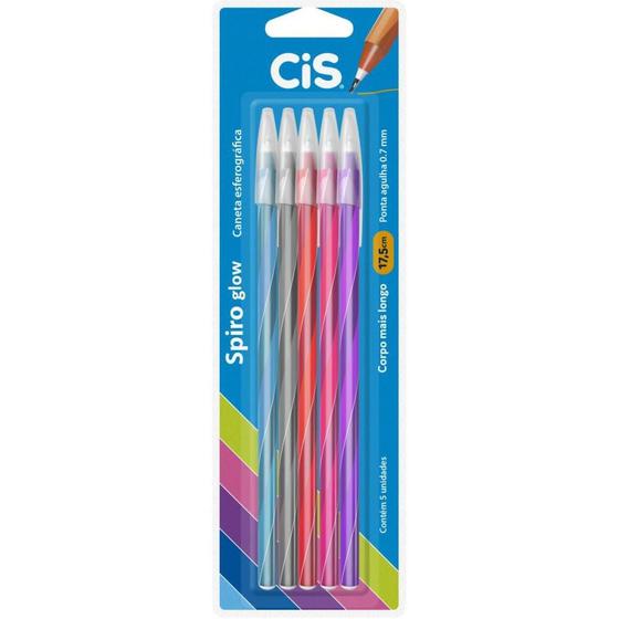 Imagem de Caneta Esferografica CIS Spiro GLOW 0,7MM 5 Cores