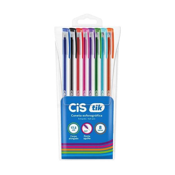 Imagem de Caneta Esferográfica CIS TIK Estojo C/8 Cores Sortidas