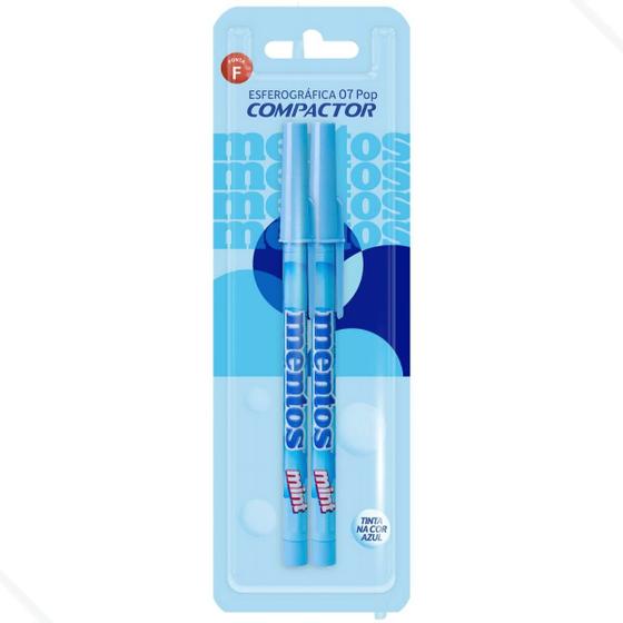 Imagem de Caneta Esferográfica Compactor Pop Mentos Azul 2 Unidades