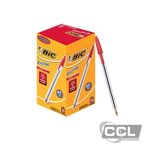 Caneta Esferográfica Cristal Vermelha cx/50 - Bic Menor preço em Caneta Esferográfica Cristal Vermelha cx/50 - Bic