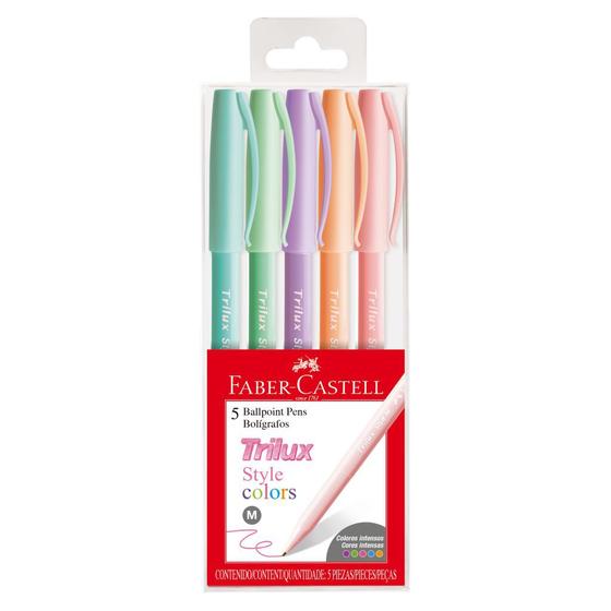 Imagem de Caneta Esferográfica Faber-Castell Trilux Style Colors Es c/ 5 Unid