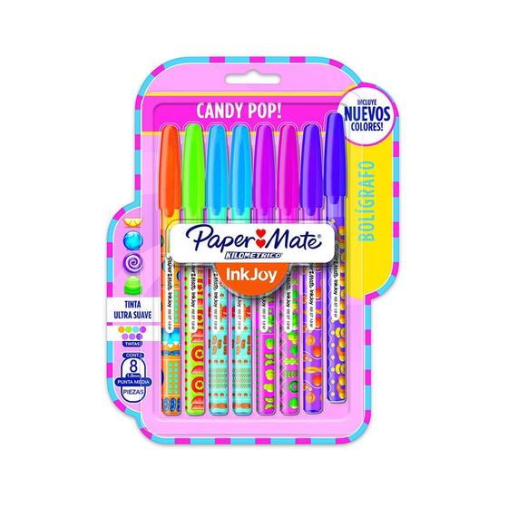 Imagem de Caneta Esferográfica Papermate KM100 Colors Candy 1.0mm com 8 Unidades