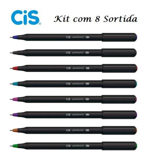 Imagem de Caneta Esferográfica Pentonic 0,7 Cis - Kit Com 8 Cores