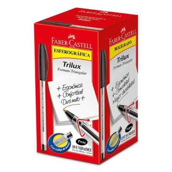 Imagem de Caneta Esferográfica Preta Trilux 1.0Mm Faber-Castell Cx 50U