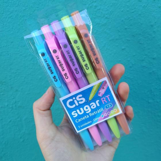 Imagem de Caneta Esferografica Sugar RT CIS Retrátil Kit com 5