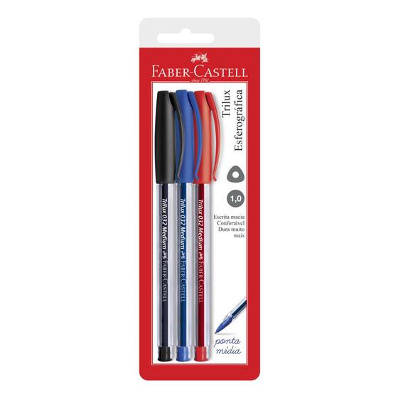 Imagem de Caneta Esferografica Trilux 1.0m Com 3 Cores Faber Castell