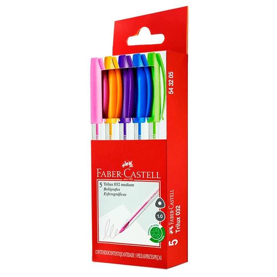 Imagem de Caneta Esferográfica Trilux Média Colors com 5 Cores - Faber-Castell