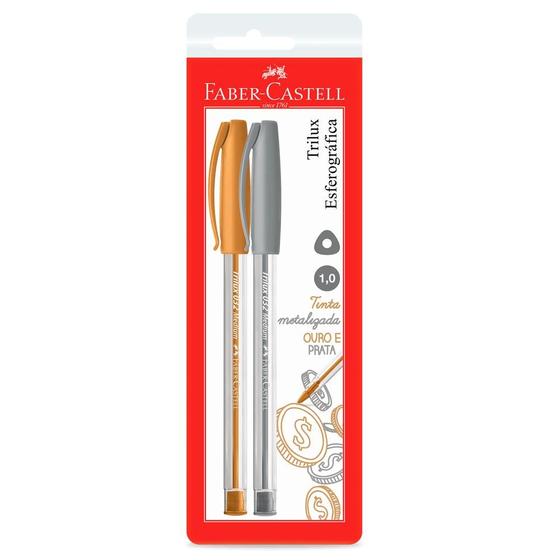 Imagem de Caneta Esferográfica Trilux Metalizada Ouro e Prata - Faber-Castell