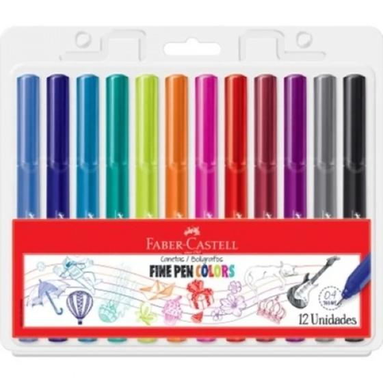 Imagem de Caneta Fine Pen 0,4mm Estojo com 12 cores Faber-Castell