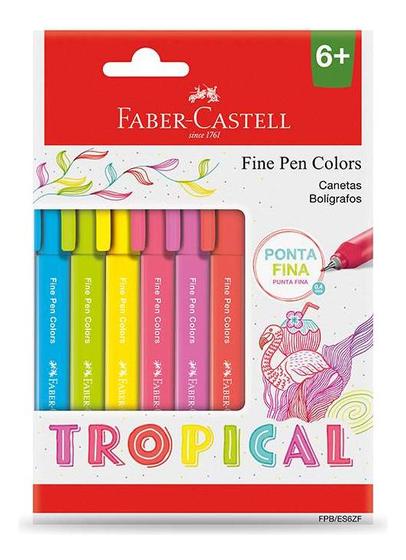 Imagem de Caneta Fine Pen Color 0.4mm Faber Castell 6 Cores Tropical