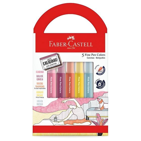 Imagem de Caneta Fine Pen Colors Faber-castell 0.4Mm Revigora e Energiza 5 Cores com Cheirinho