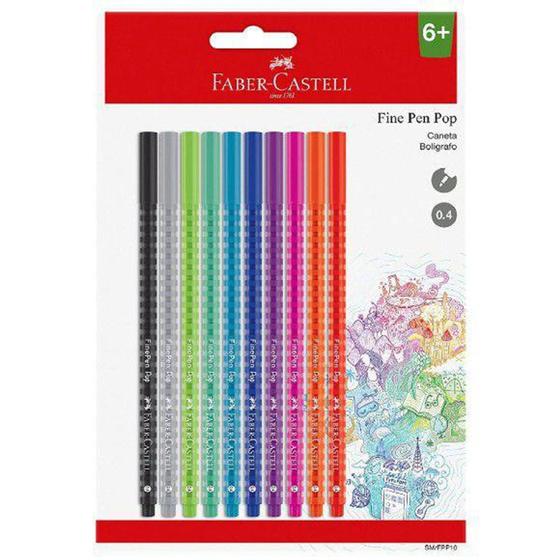 Imagem de Caneta Fine Pen Pop 0.4mm - Faber-castell - Blister Com 10 Cores - FABER CASTEEL