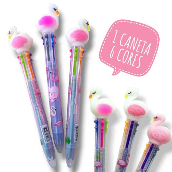 Imagem de Caneta Flamingo Com 6 Cores