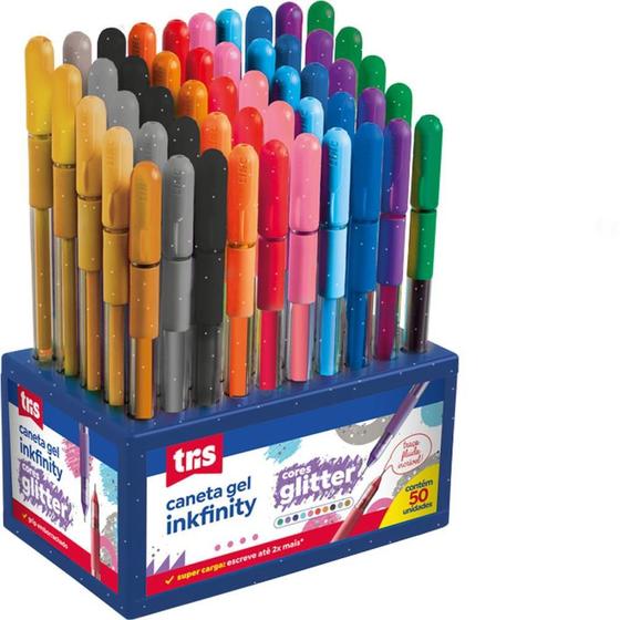 Imagem de Caneta GEL TRIS INKFINITY Glitter 10 Cores Display com 50