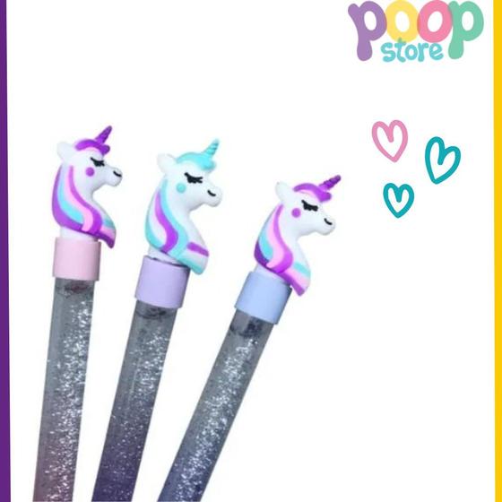 Imagem de Caneta Gel Ultra Fina Unicornio Glitter Sortida - Poop Store