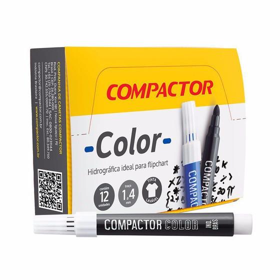Caneta Hidrocor Compactor Color Preto Caixa com 12 Unidades - Caneta ...
