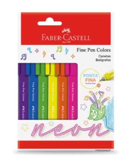 Imagem de Caneta Hidrocor Fine Pen Tons Neon 0.4 Com 6 Faber Castell