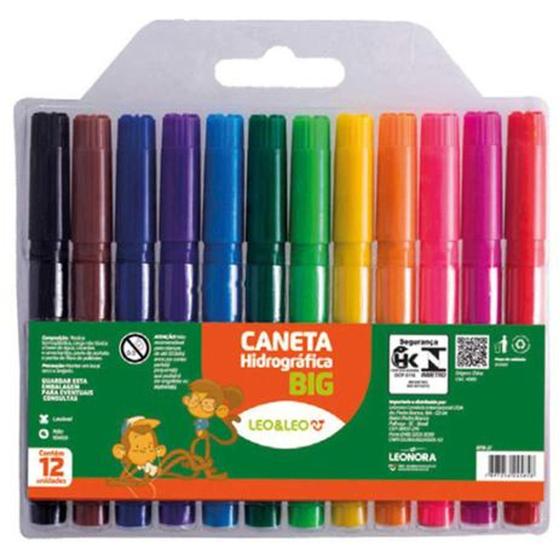 Caneta Hidrocor Jumbo 12 unidades - Leonora - Caneta - Magazine Luiza
