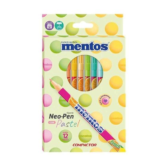 Imagem de Caneta Hidrocor Mentos Neo Pen 12 Cores Pastel Compactor